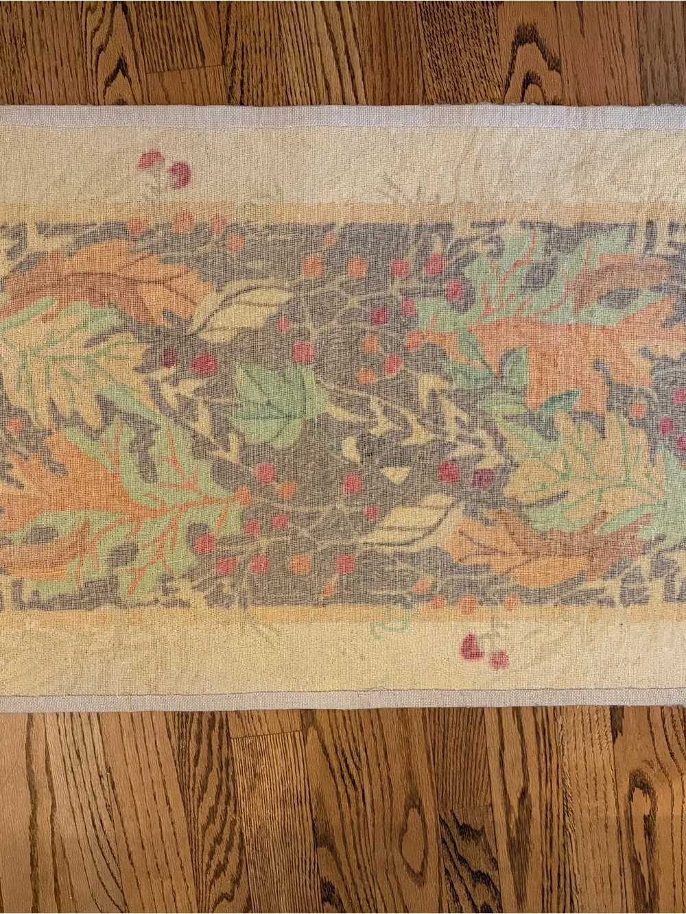 NWT Plow & Hearth Wool Autumn Leaves Hooked 4-Foot Rug Runner
